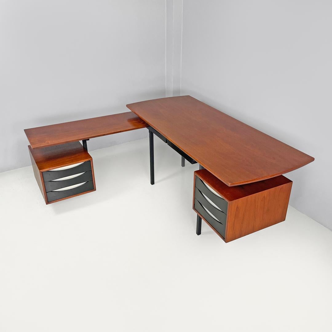 Escritorio doble italiano de madera moderno de mediados de siglo de Campo y Graffi para Home, años 60 Italiano en venta
