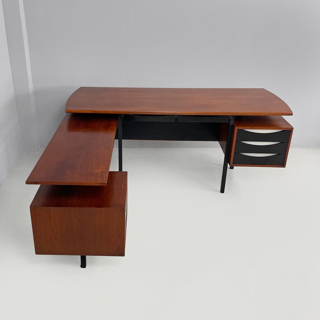 Escritorio doble italiano de madera moderno de mediados de siglo de Campo y Graffi para Home, años 60 en Bueno estado para la venta en MIlano, IT