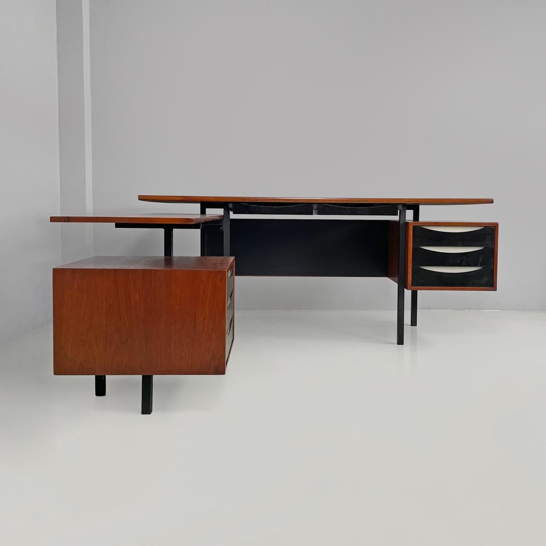 Escritorio doble italiano de madera moderno de mediados de siglo de Campo y Graffi para Home, años 60 mediados del siglo XX en venta