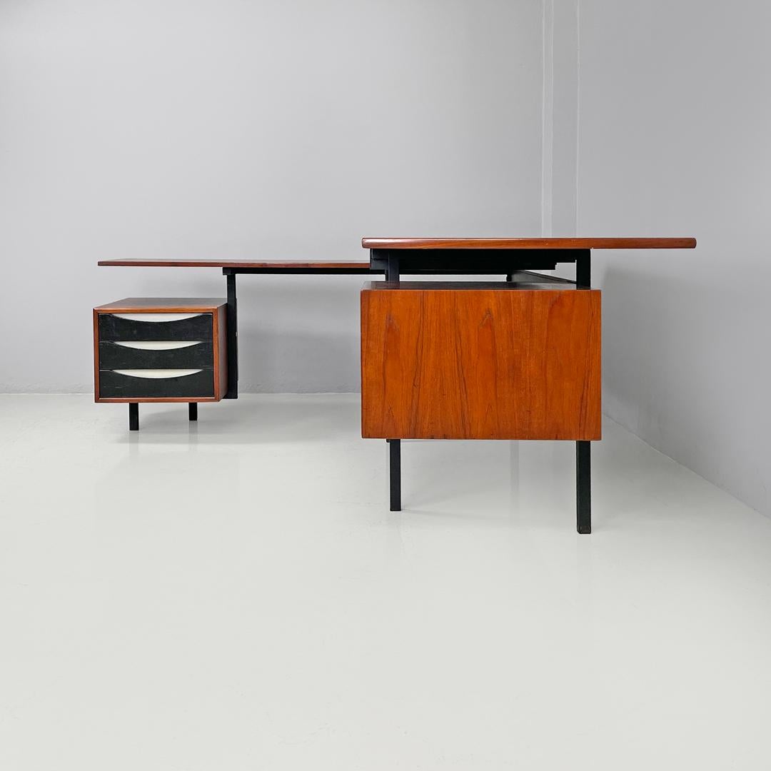 Escritorio doble italiano de madera moderno de mediados de siglo de Campo y Graffi para Home, años 60 Metal en venta