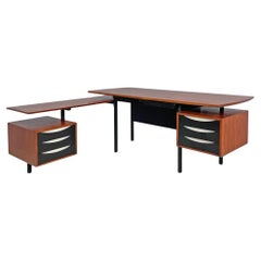 Bureau double en bois italien moderne du milieu du siècle par Campo et Graffi pour Home, années 1960