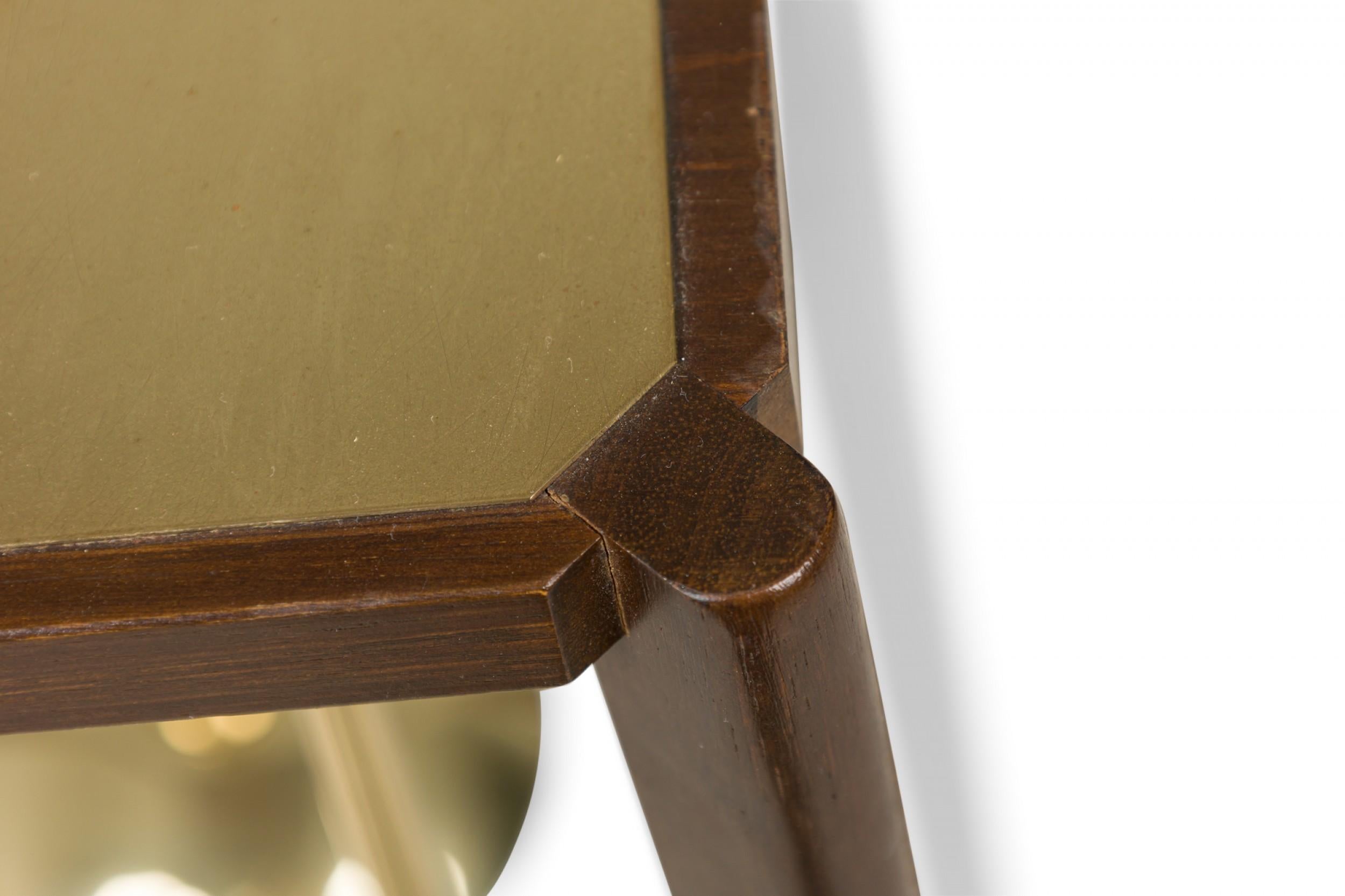 Italian Mid-Century Modern Wood Framed 3-Pendant Brass Floor Lamp For Sale 2