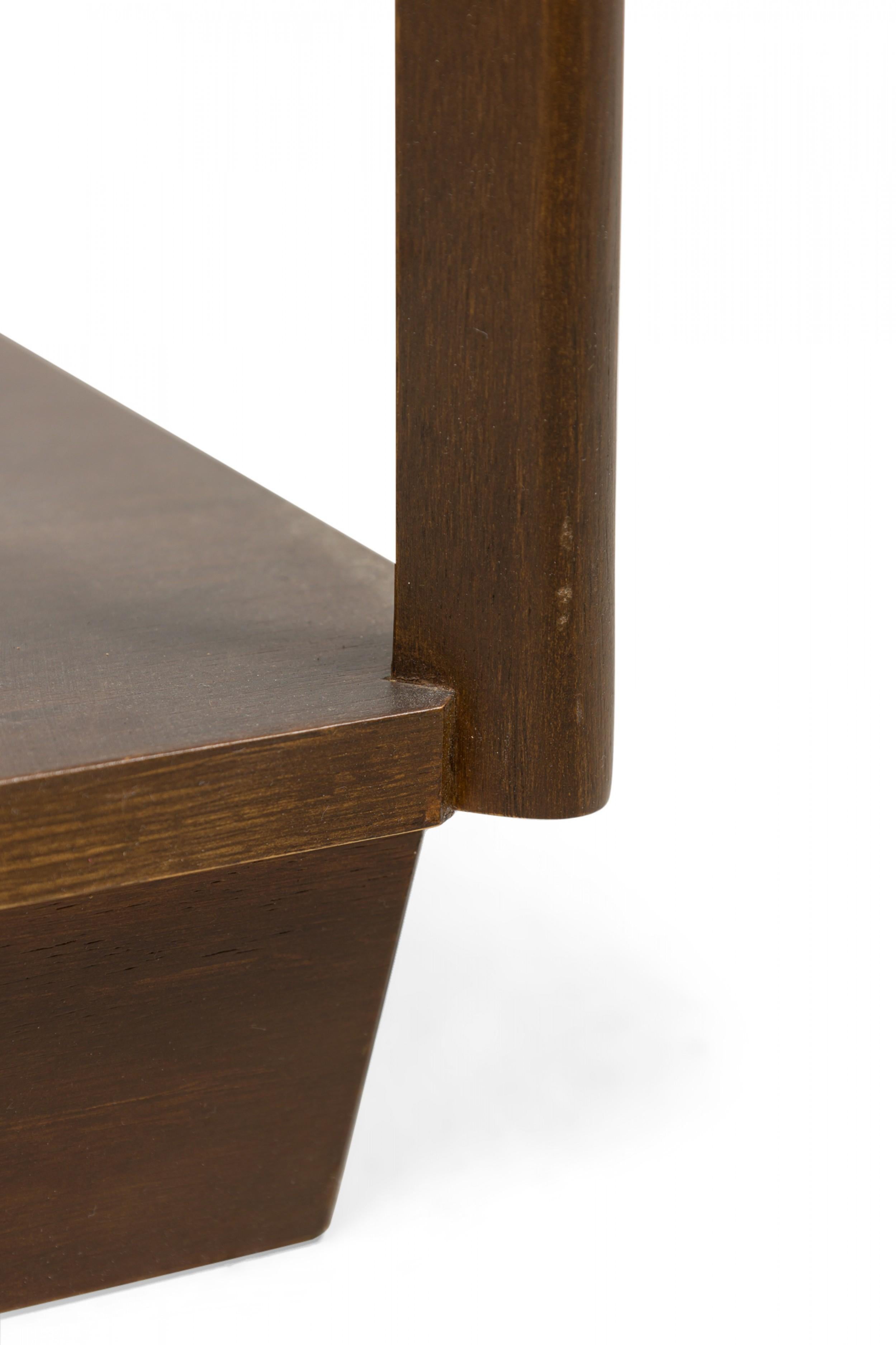 Italian Mid-Century Modern Wood Framed 3-Pendant Brass Floor Lamp For Sale 5