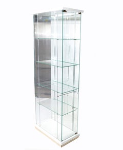 Italian Mid-Century Modern Wood and Glass Showcase Display Cabinet Storage Case