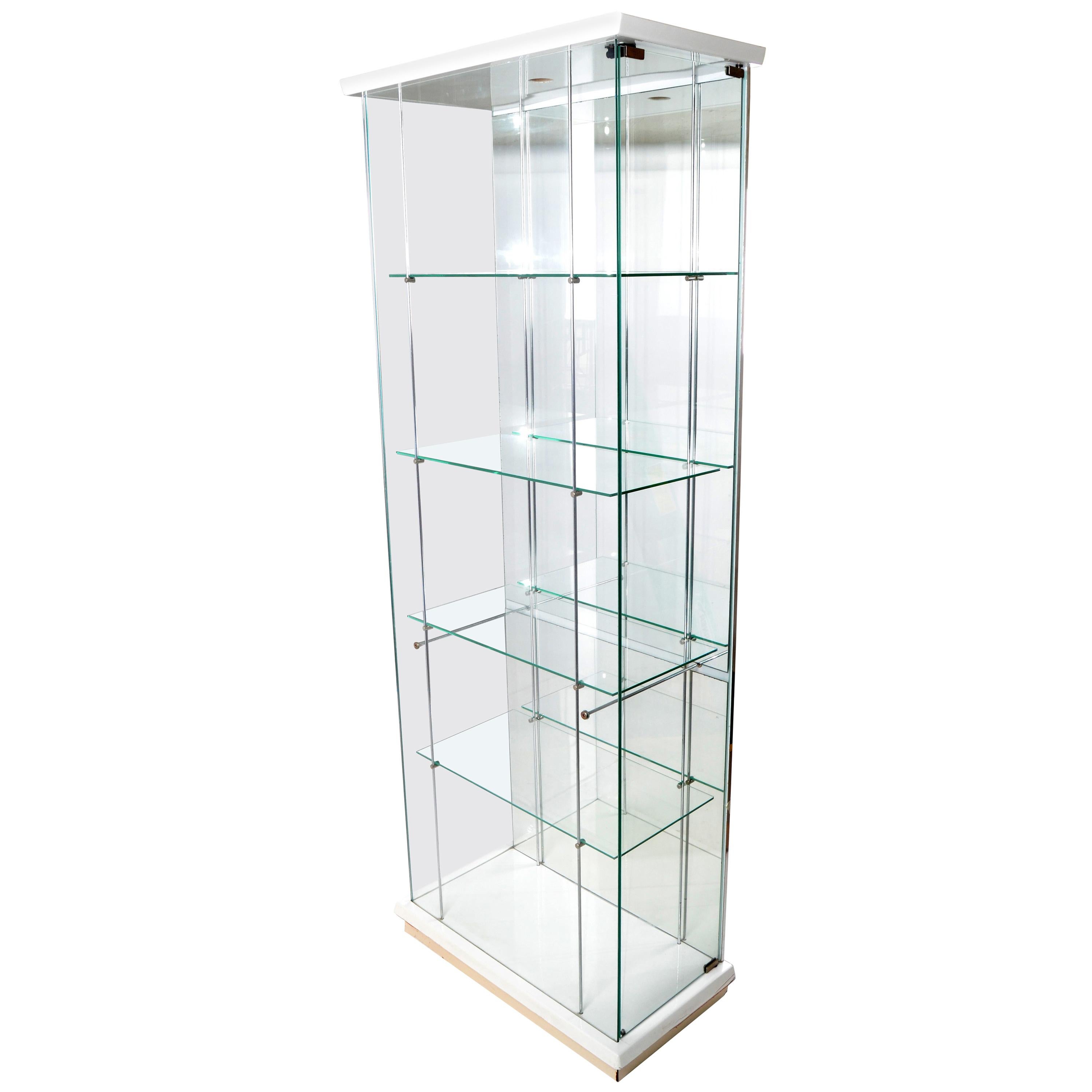 Italian Mid-Century Modern Wood and Glass Showcase Display Cabinet, Storage Case