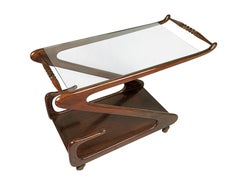 Carrello italiano in legno e vetro della metà del secolo scorso, anni '40
