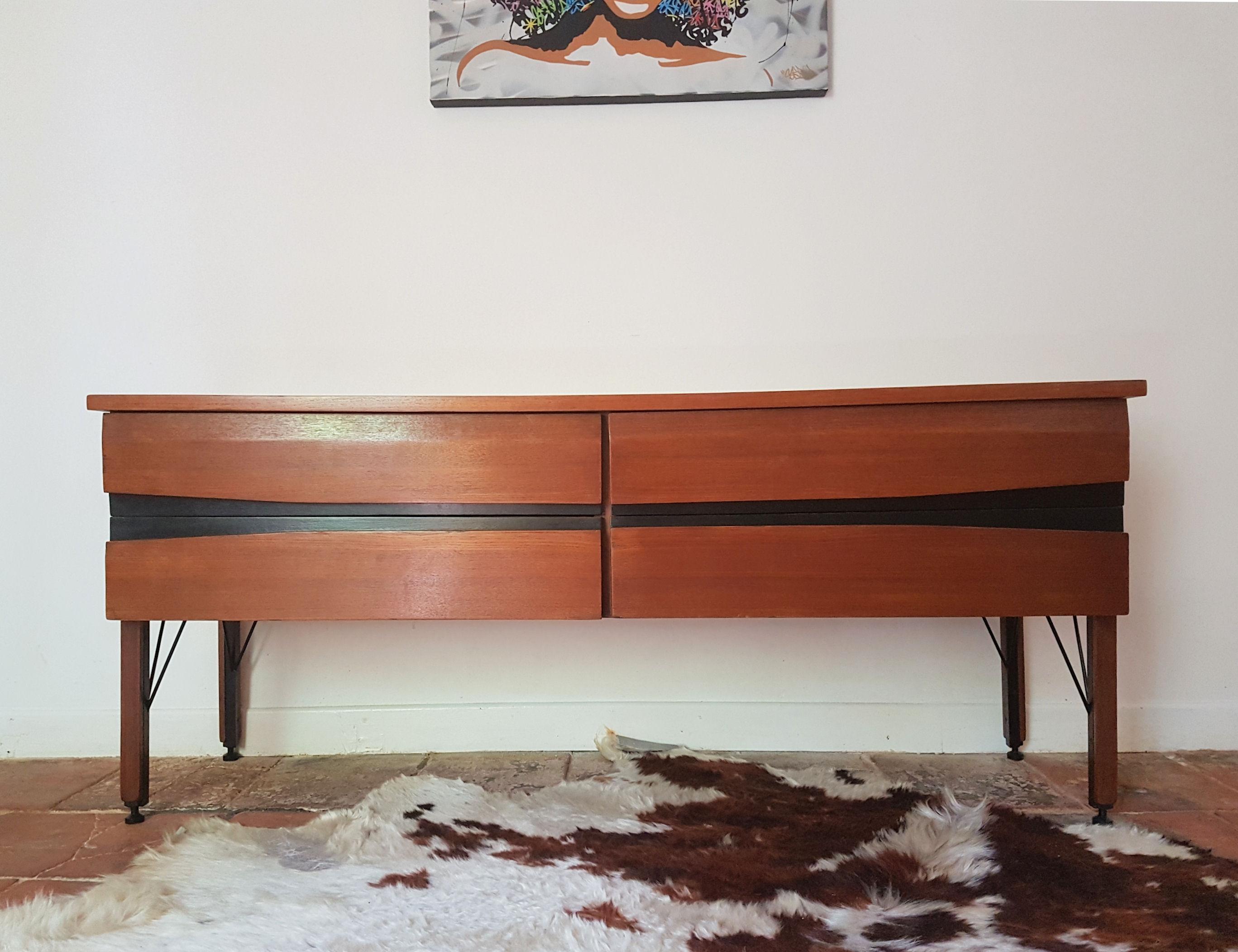 Italian Mid-Century Modern Wood Sideboard Silvio Cavatorta Style 1