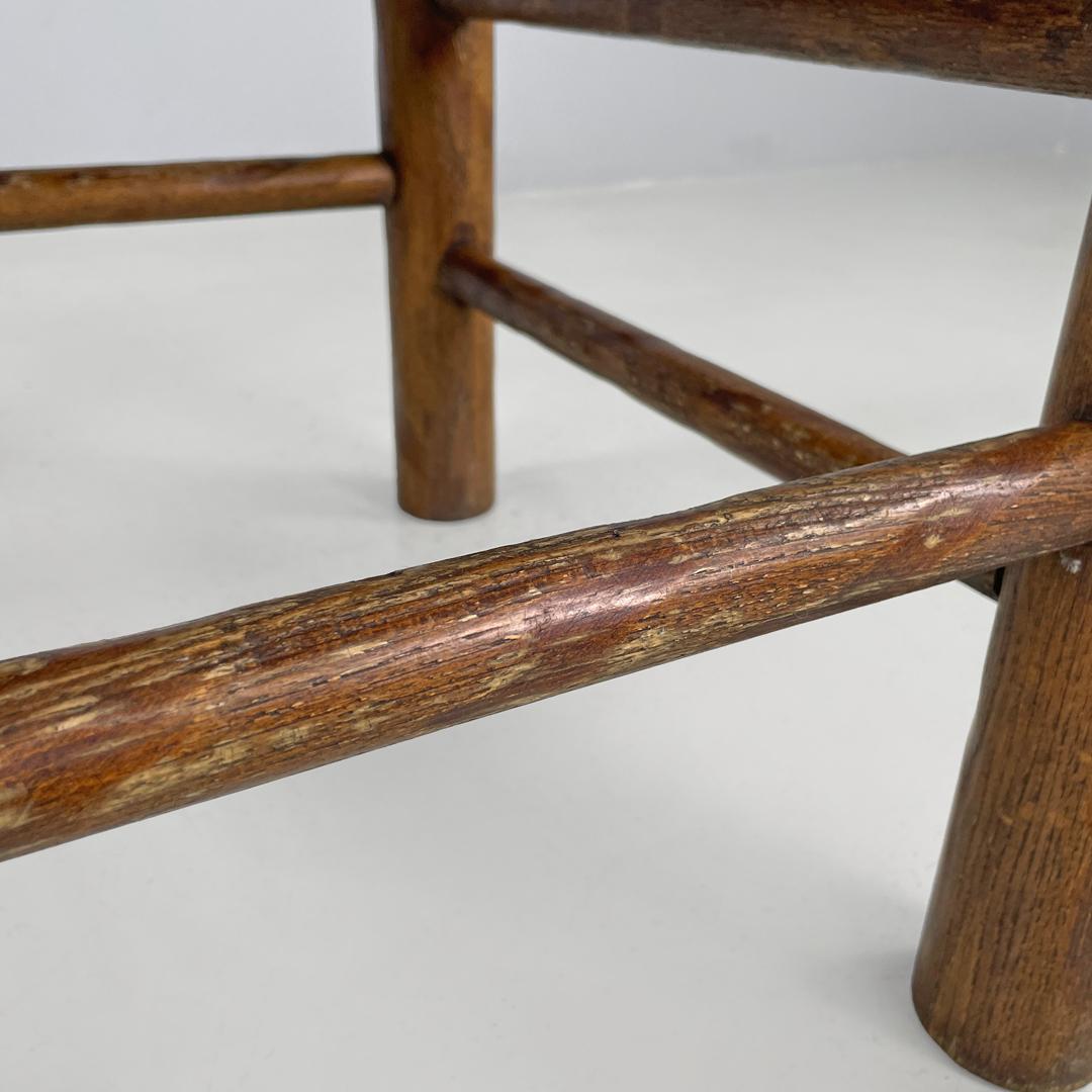 Tabouret italien en bois et assise en cuir brun avec sangles, The Moderns, années 1950 en vente 12