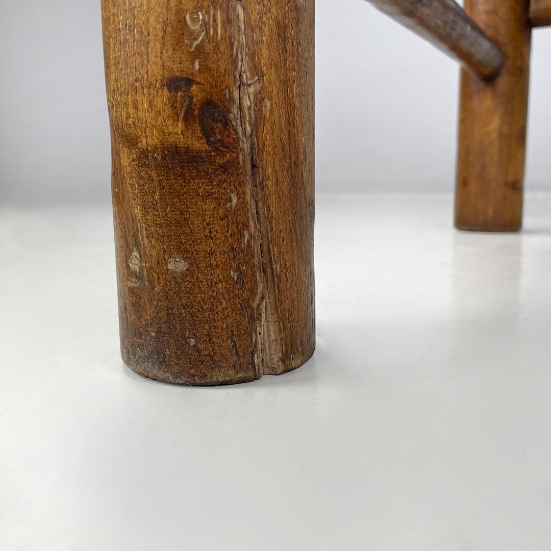Tabouret italien en bois et assise en cuir brun avec sangles, The Moderns, années 1950 en vente 13