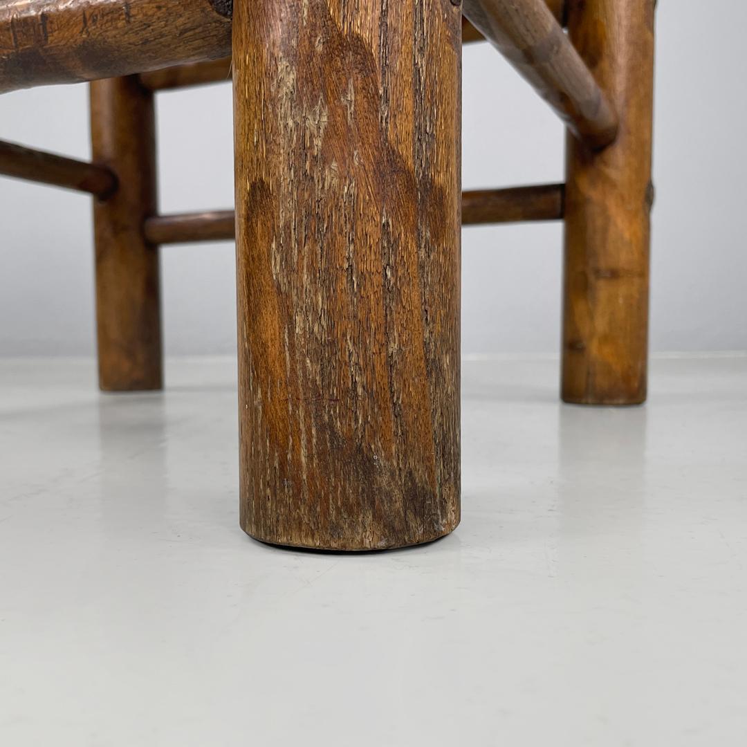 Tabouret italien en bois et assise en cuir brun avec sangles, The Moderns, années 1950 en vente 14