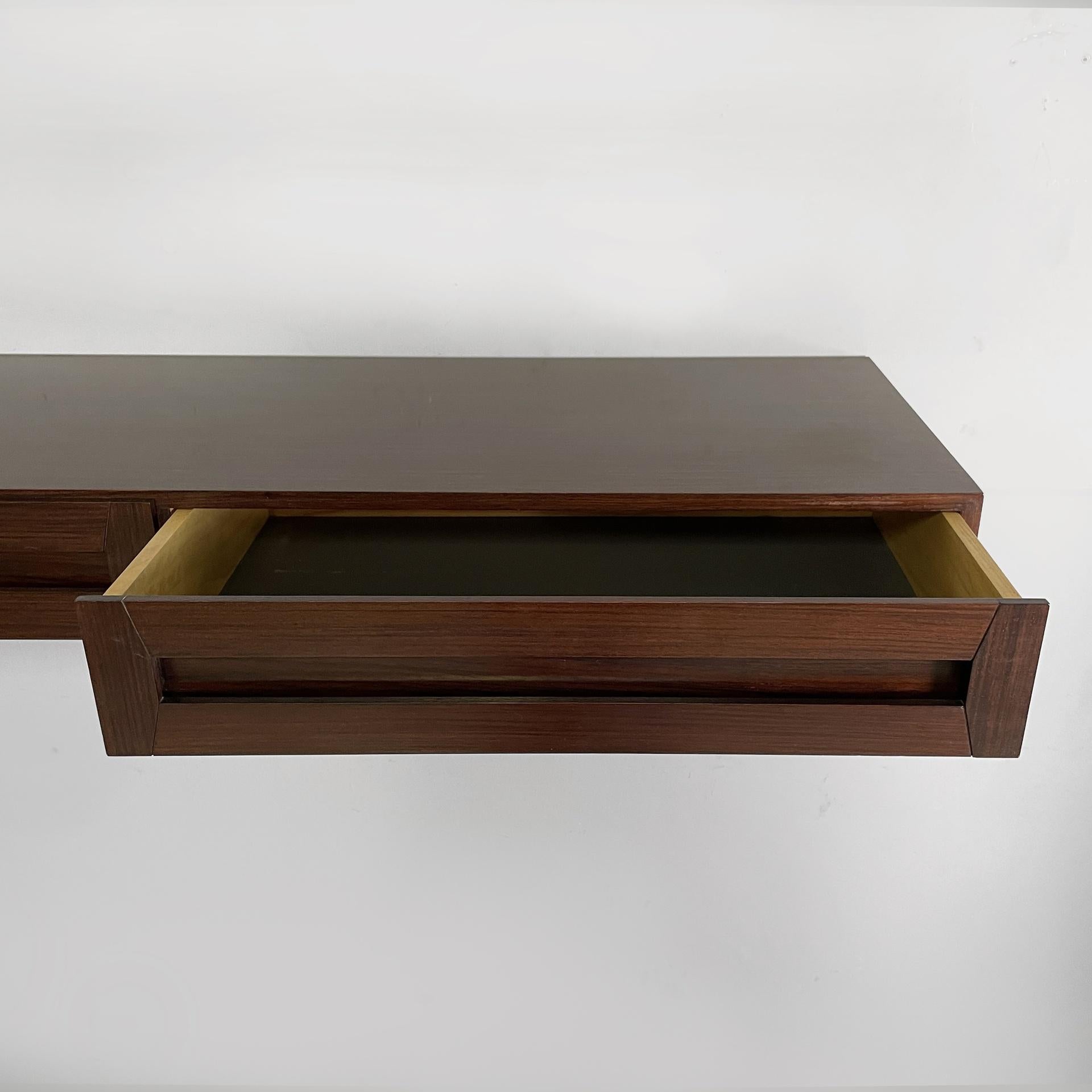 Mid-20th Century Italian mid-century modern wood wall console by Vittorio Introini, 1960s For Sale
