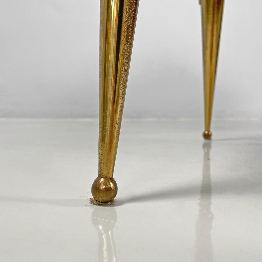 Italian mid-century modern wooden and brass nightstands with glass top, 1950s For Sale 14