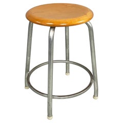 Italian mid-century modern Wooden and metal stool by Embru, 1960s