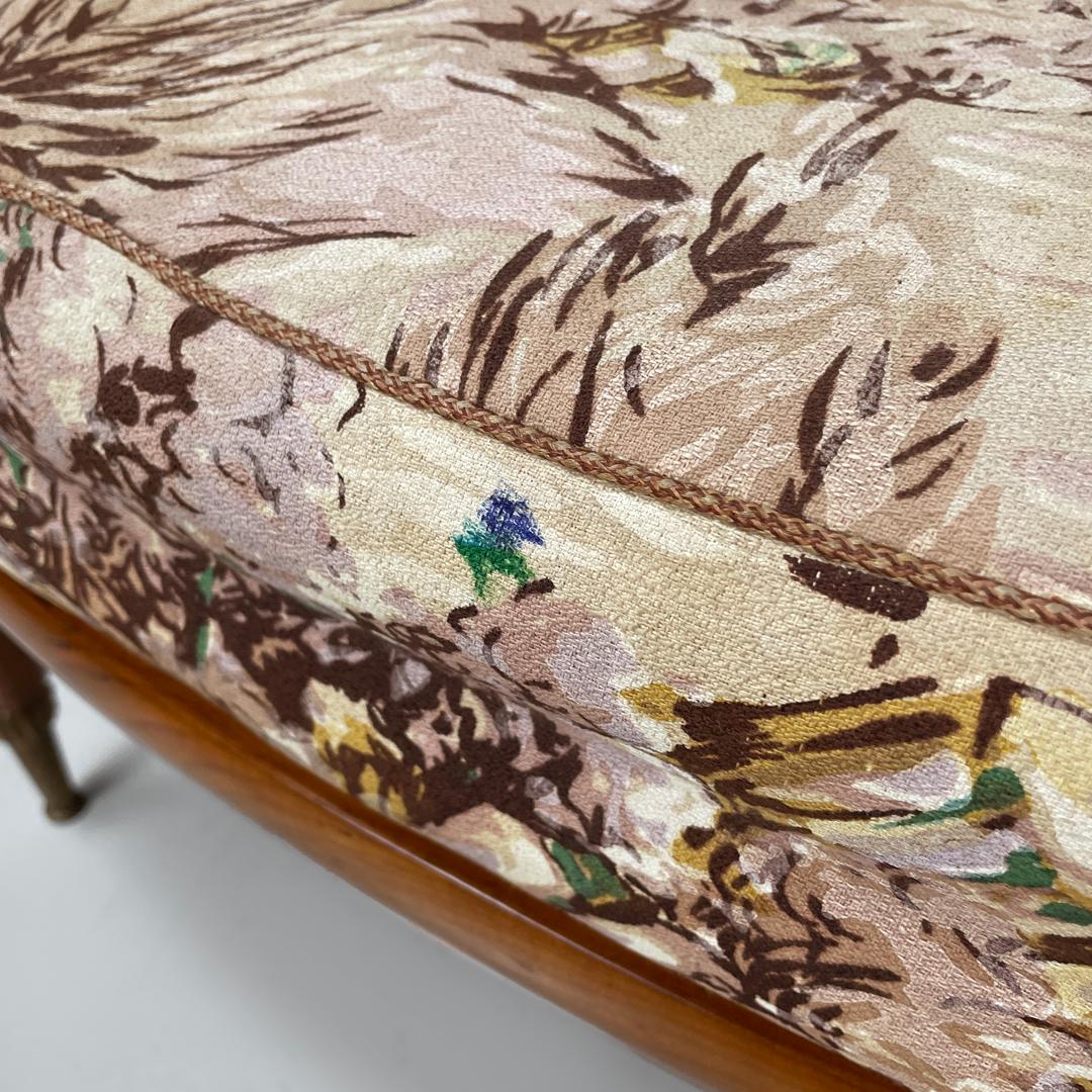 Italian mid-century modern wooden armchairs with brown decorated fabric, 1960s For Sale 6