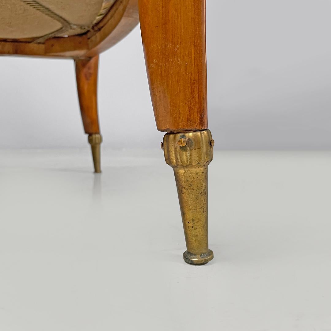 Italian mid-century modern wooden armchairs with brown decorated fabric, 1960s For Sale 13
