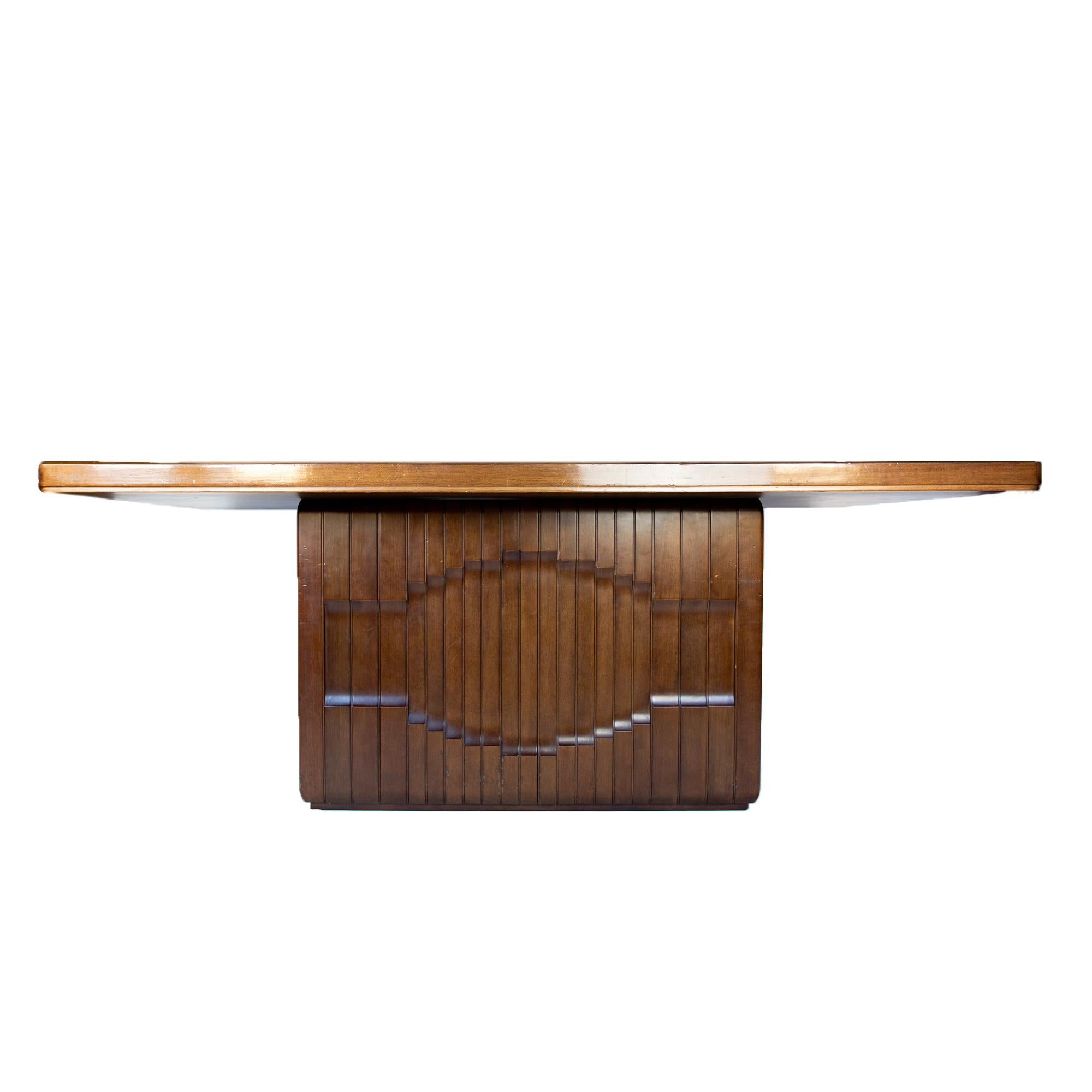 Mid-Century Modern Presidential Writing Desk by Frigerio, Wooden, Brass Elements, Italy, 1970s