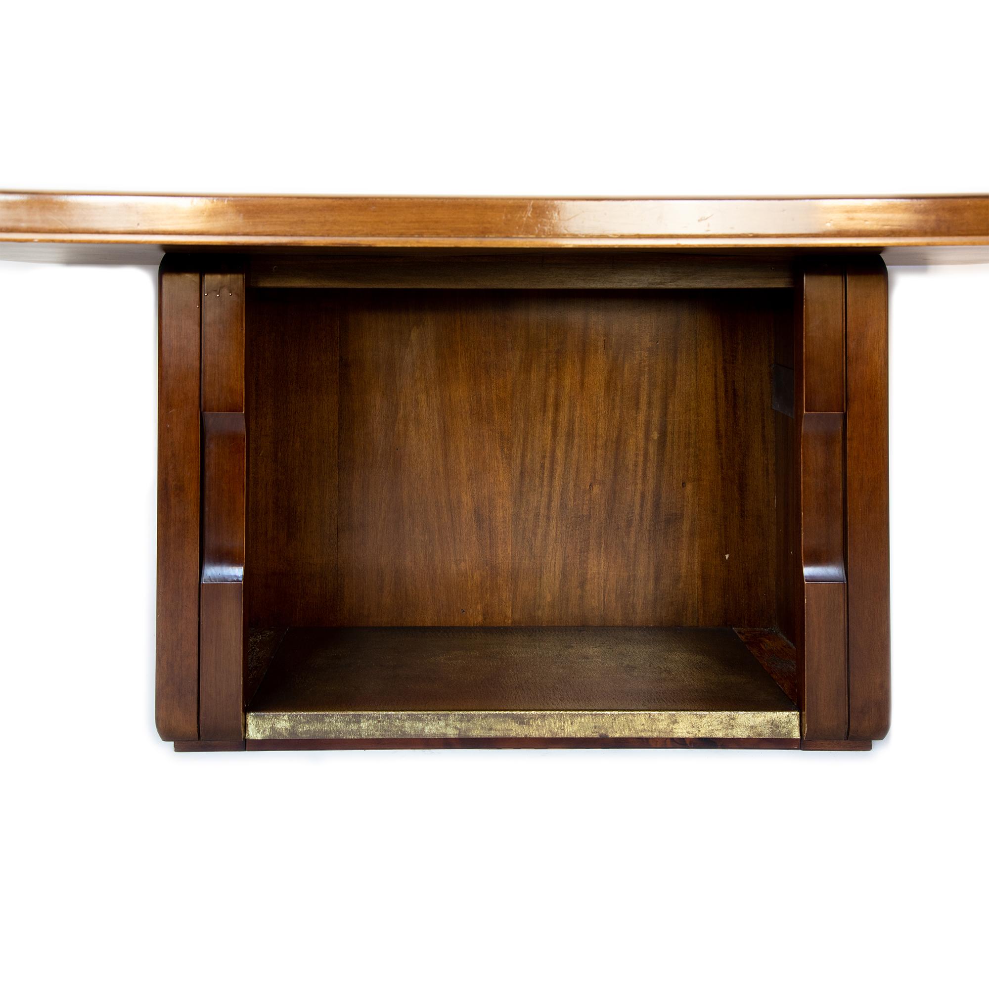 Presidential Writing Desk by Frigerio, Wooden, Brass Elements, Italy, 1970s In Good Condition In Vienna, AT