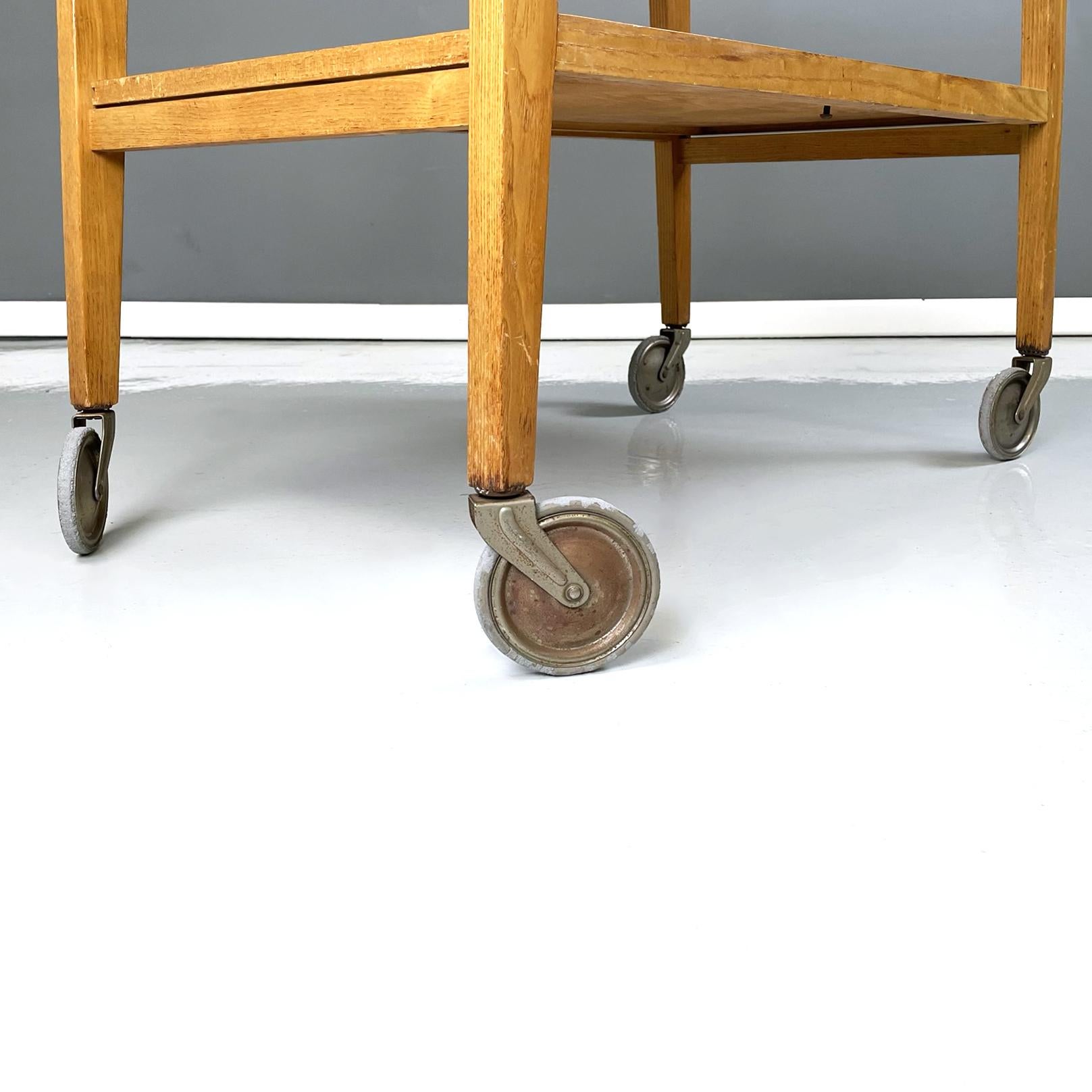 Italian Mid-Century Modern Wooden Cart with Two Shelfs, 1960s For Sale 8