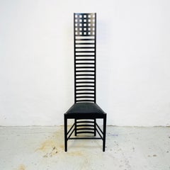Italian Mid-Century Modern Wooden Chair with High Back, 1980s