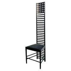 Used Italian Mid-Century Modern Wooden Chair with High Back, 1980s