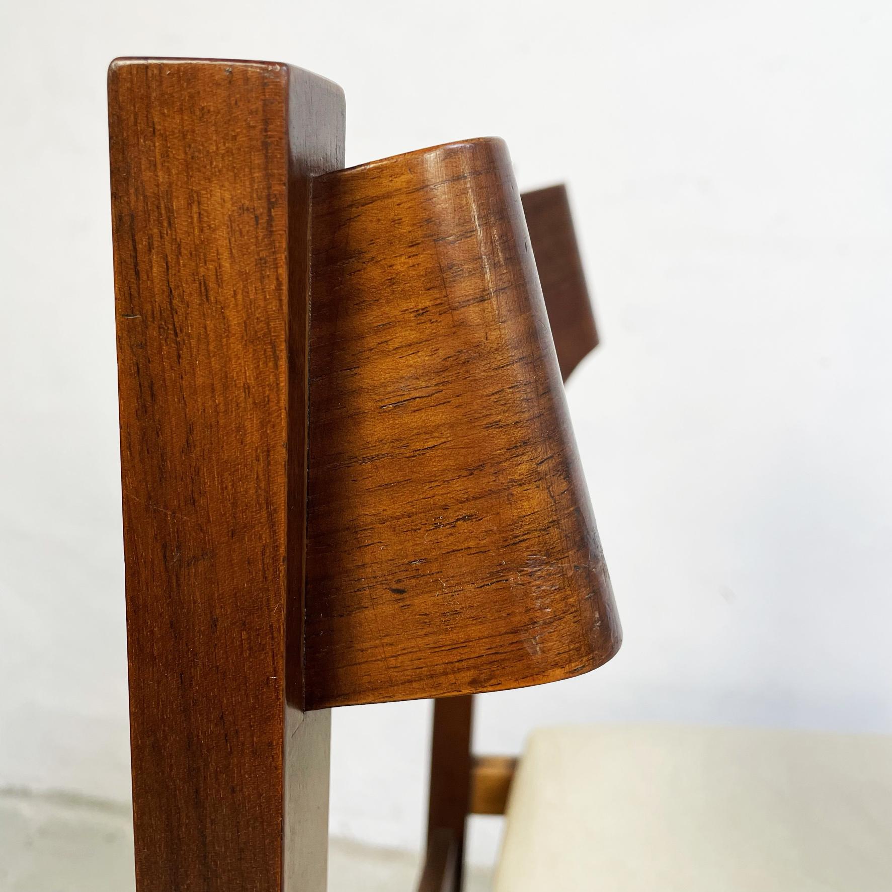 Italian Mid-Century Modern Wooden Chair with Leather Square Seat, 1960s For Sale 7