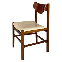 Chaise italienne moderne du milieu du siècle dernier avec assise carrée en cuir, années 1960