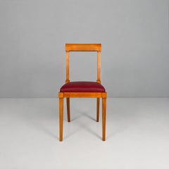 Italian mid-century modern wooden chairs with burgundy sky, 1940s