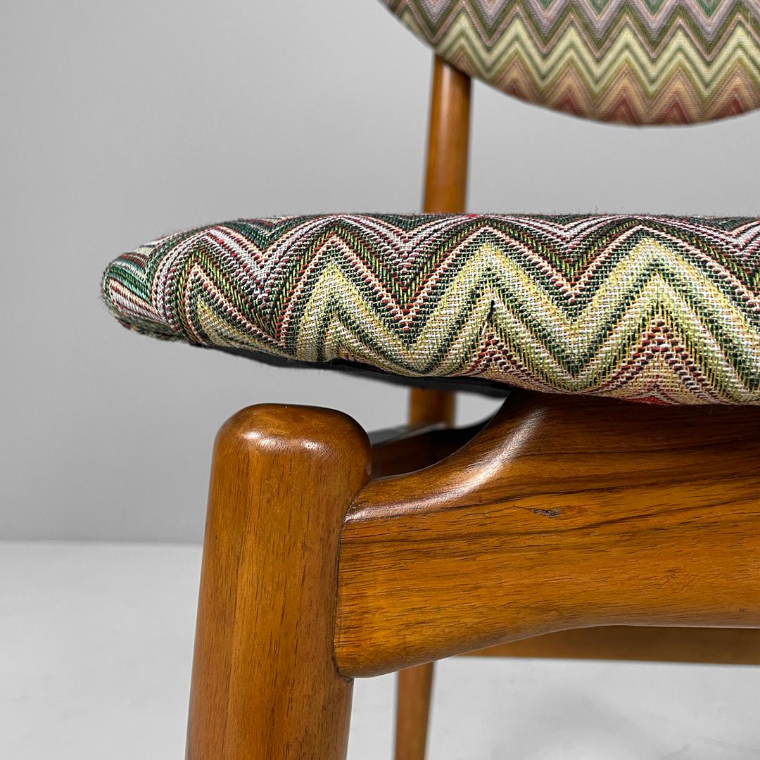Italian mid-century modern wooden chairs with Missoni fabric, 1960s 4