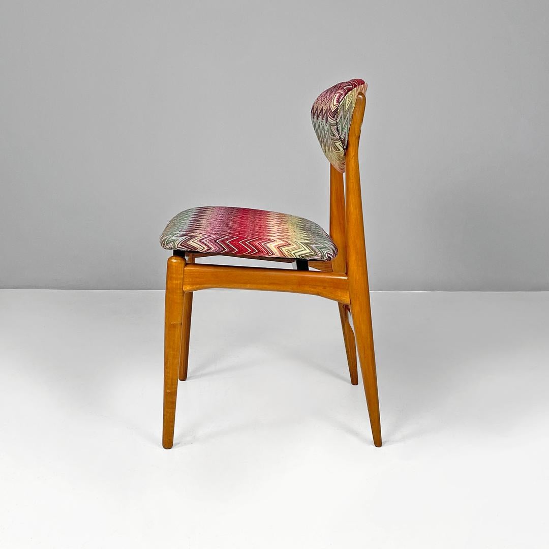 Mid-Century Modern Italian mid-century modern wooden chairs with Missoni fabric, 1960s