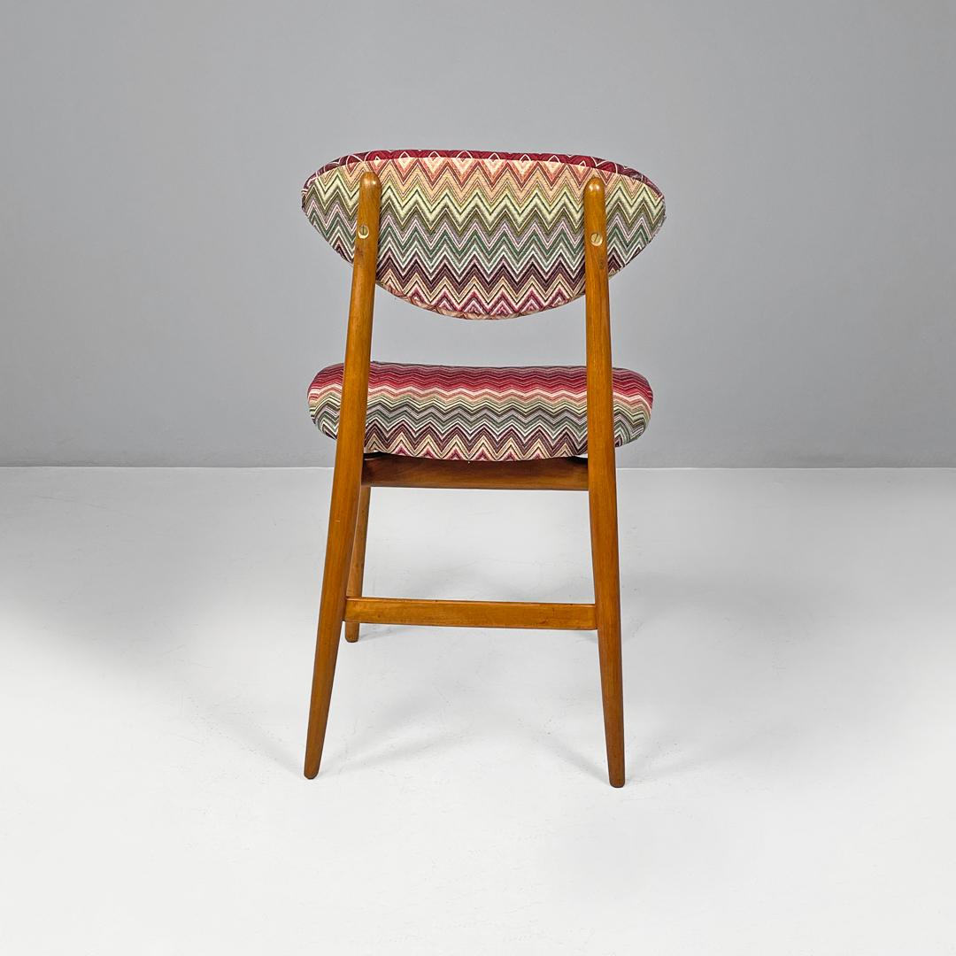 Mid-20th Century Italian mid-century modern wooden chairs with Missoni fabric, 1960s