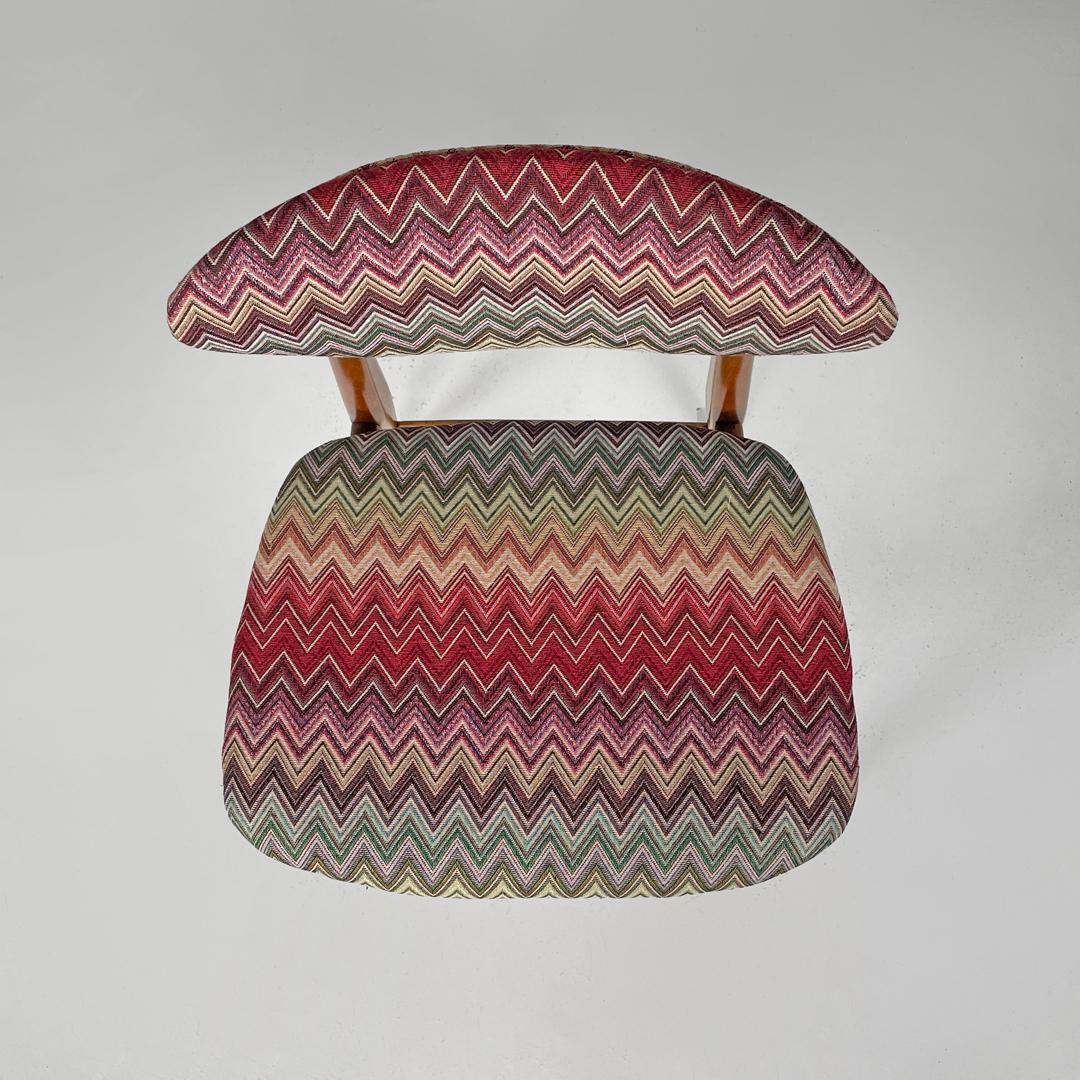 Italian mid-century modern wooden chairs with Missoni fabric, 1960s 1