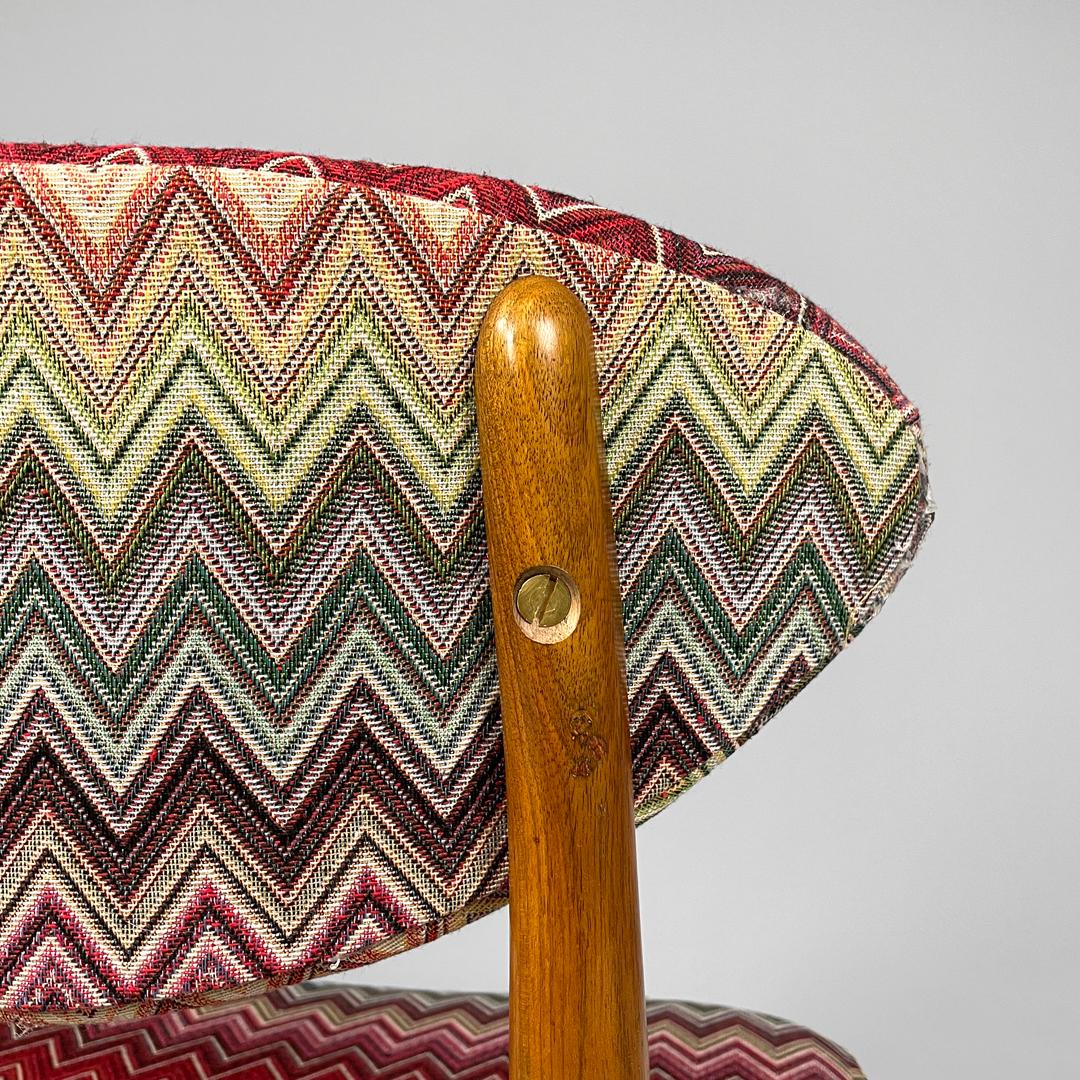 Italian mid-century modern wooden chairs with Missoni fabric, 1960s 2