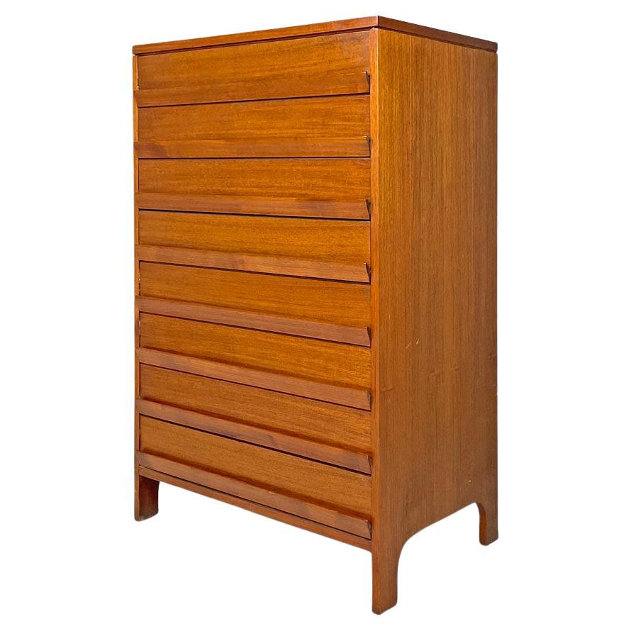 Italian mid-century modern wooden chest of drawers, 1960s For Sale