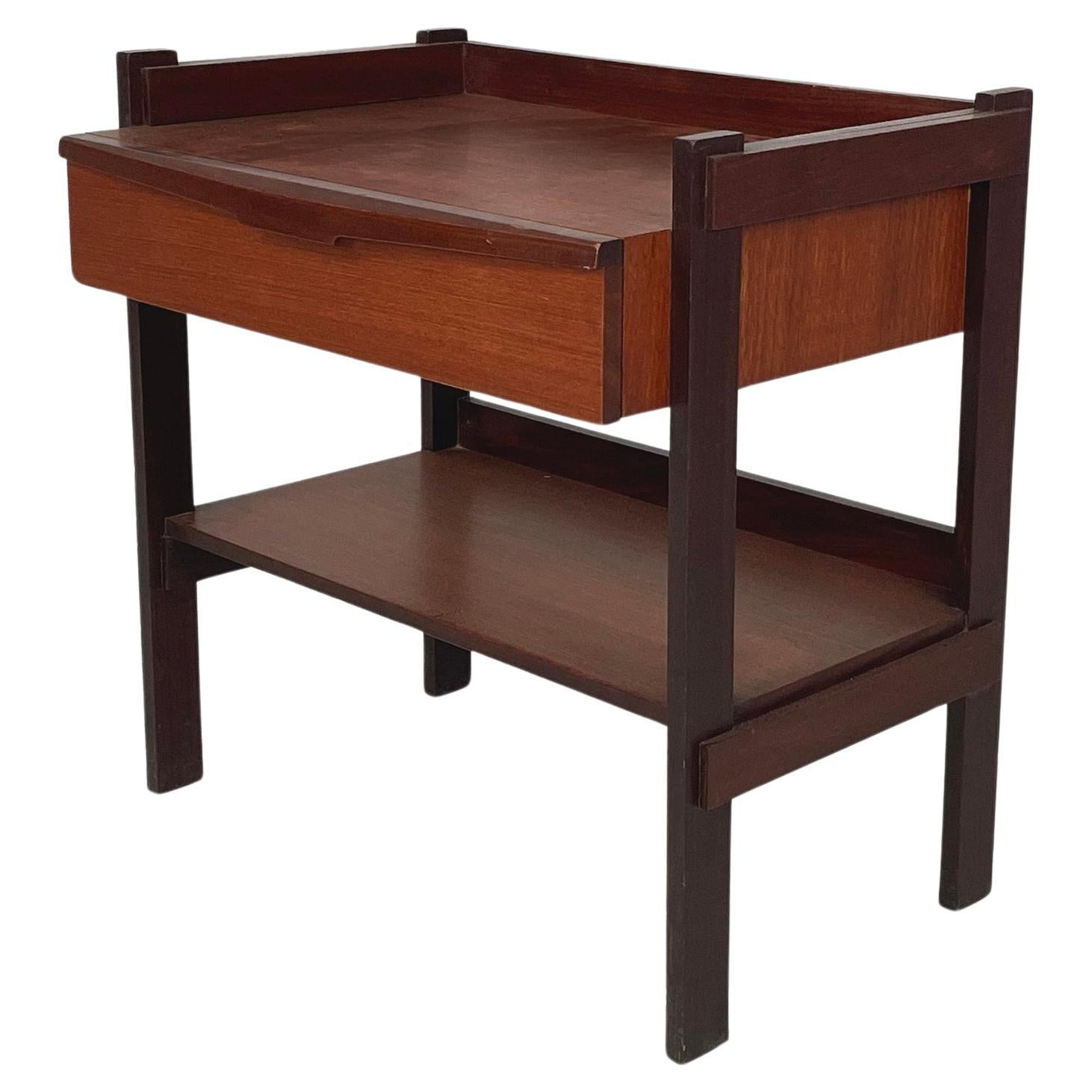 Table basse italienne moderne du milieu du siècle dernier avec étagères et tiroir, années 1960