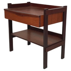 Used Italian mid-century modern Wooden coffee table with shelves and drawer, 1960s