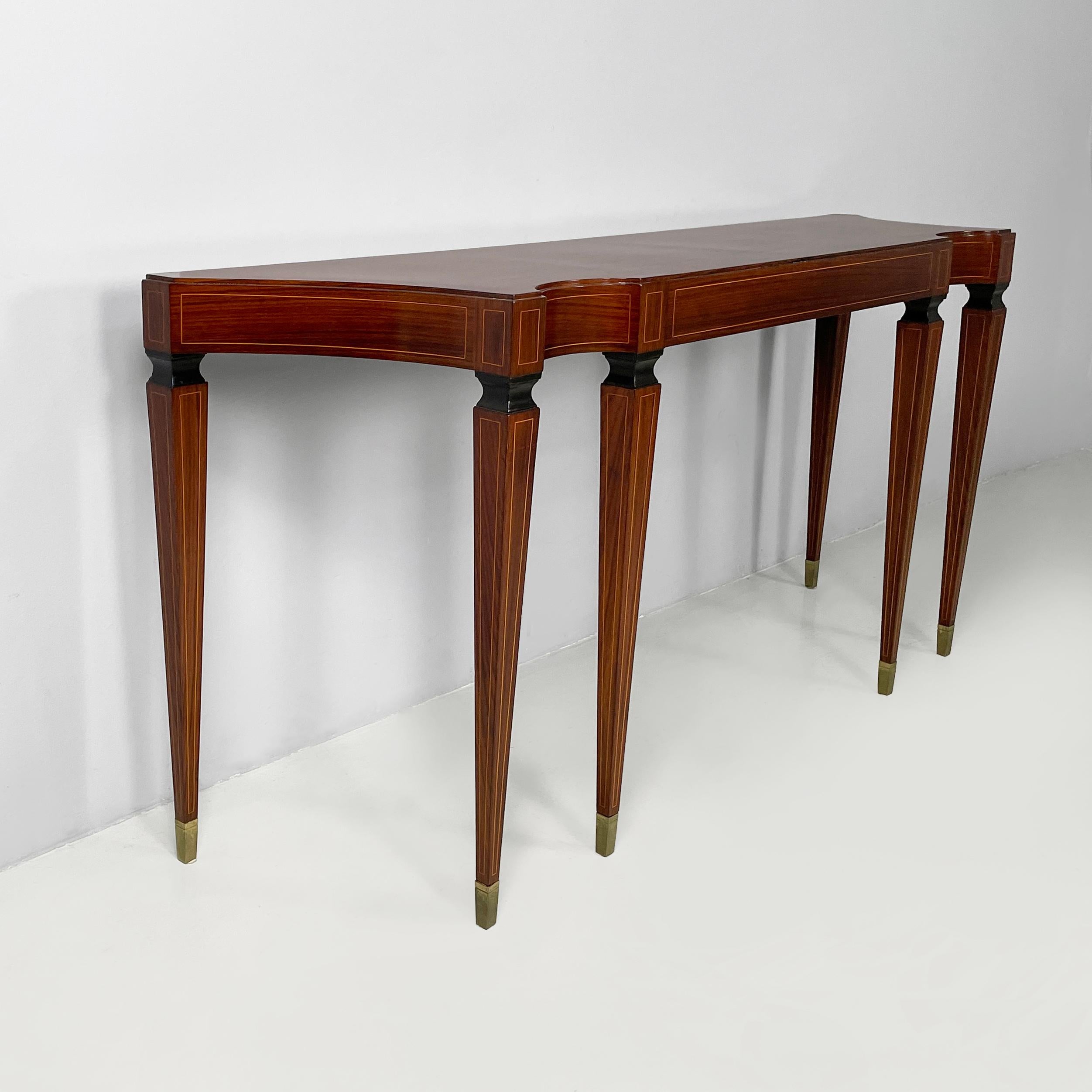 Italian Console italienne en bois avec pieds en laiton, années 1950 en vente