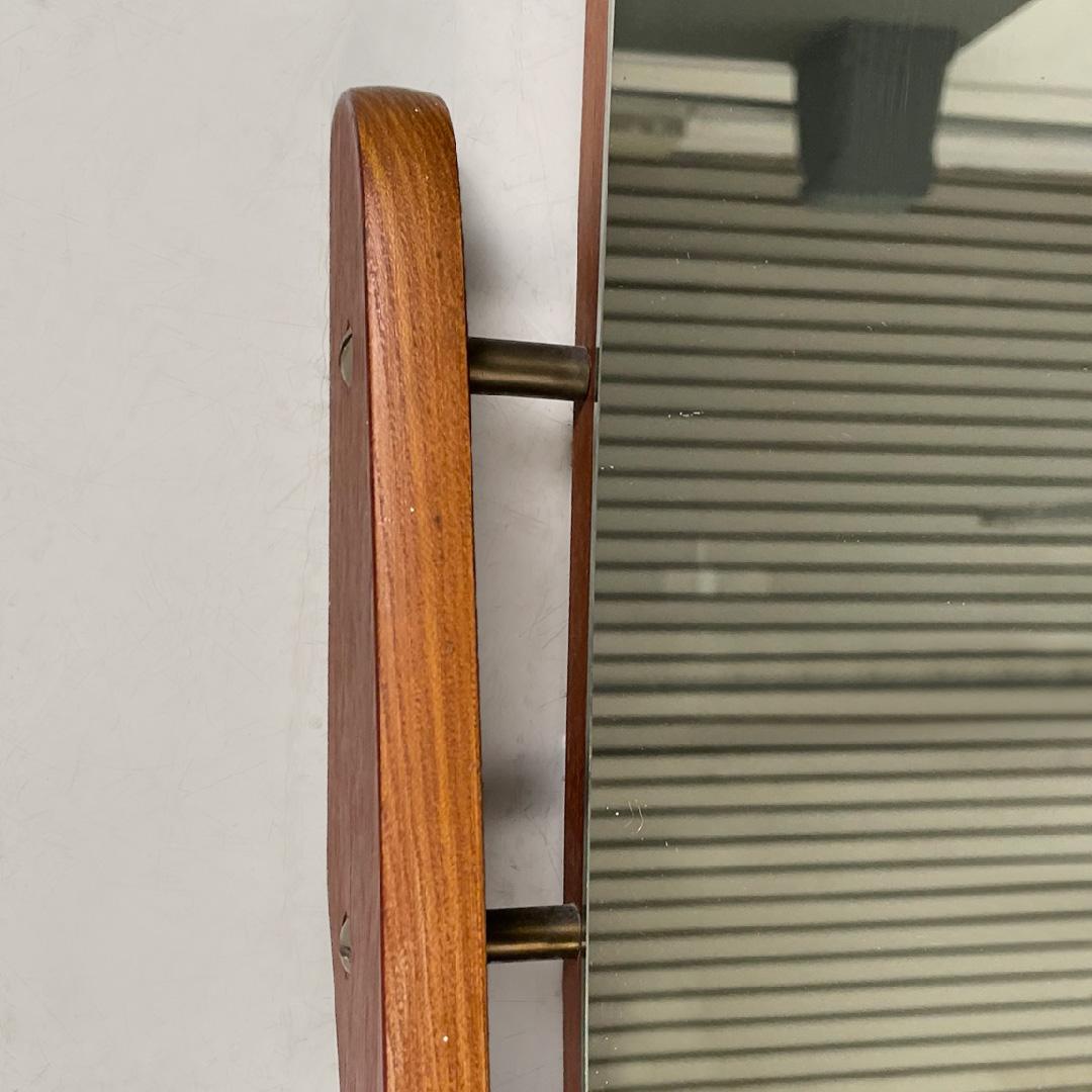 Italian mid-century modern wooden console wall round mirror with drawer, 1960s 4