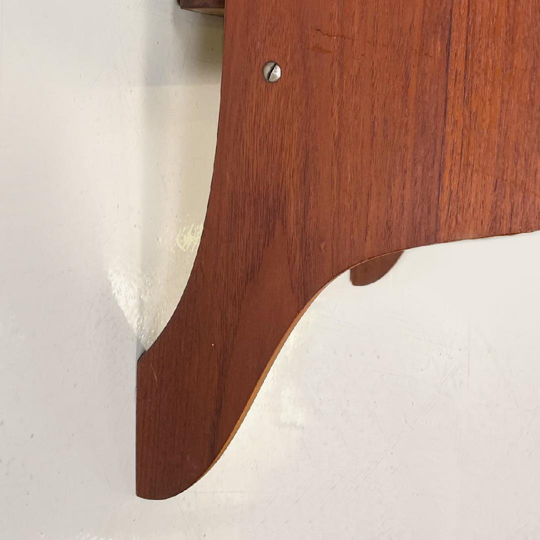 Metal Italian mid-century modern wooden console wall round mirror with drawer, 1960s