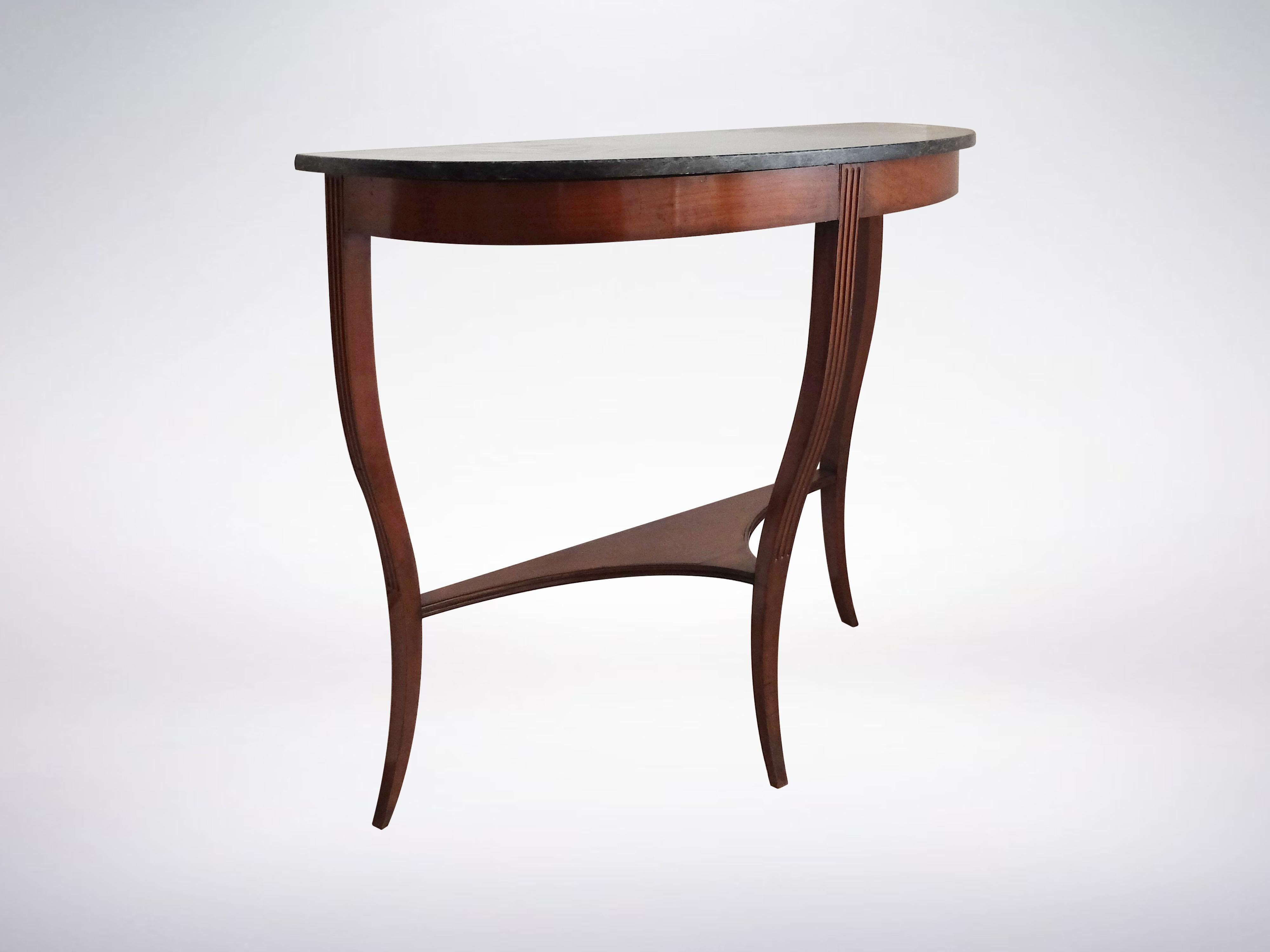 Mid-20th Century Italian Mid-Century Modern Wooden Demilune Consolle Table, 1950s
