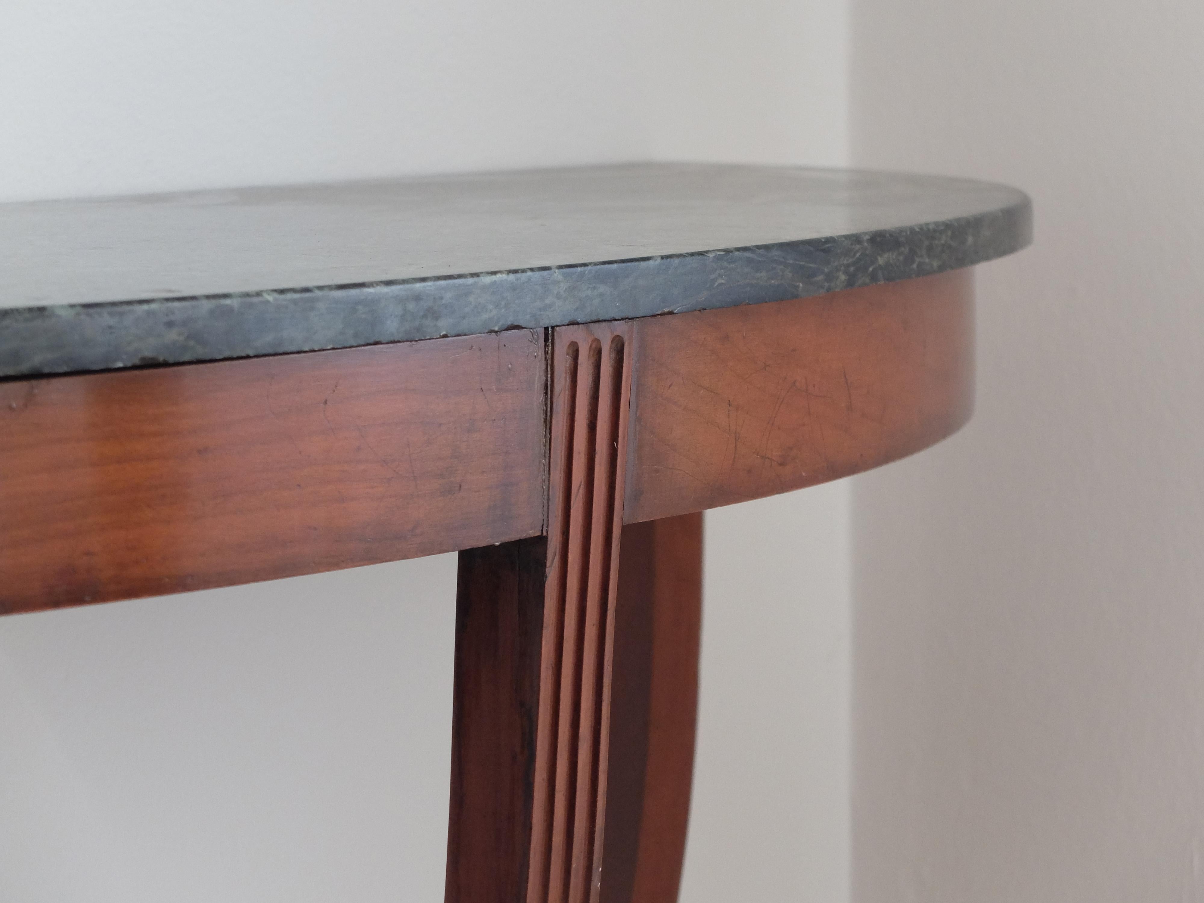 Marble Italian Mid-Century Modern Wooden Demilune Consolle Table, 1950s