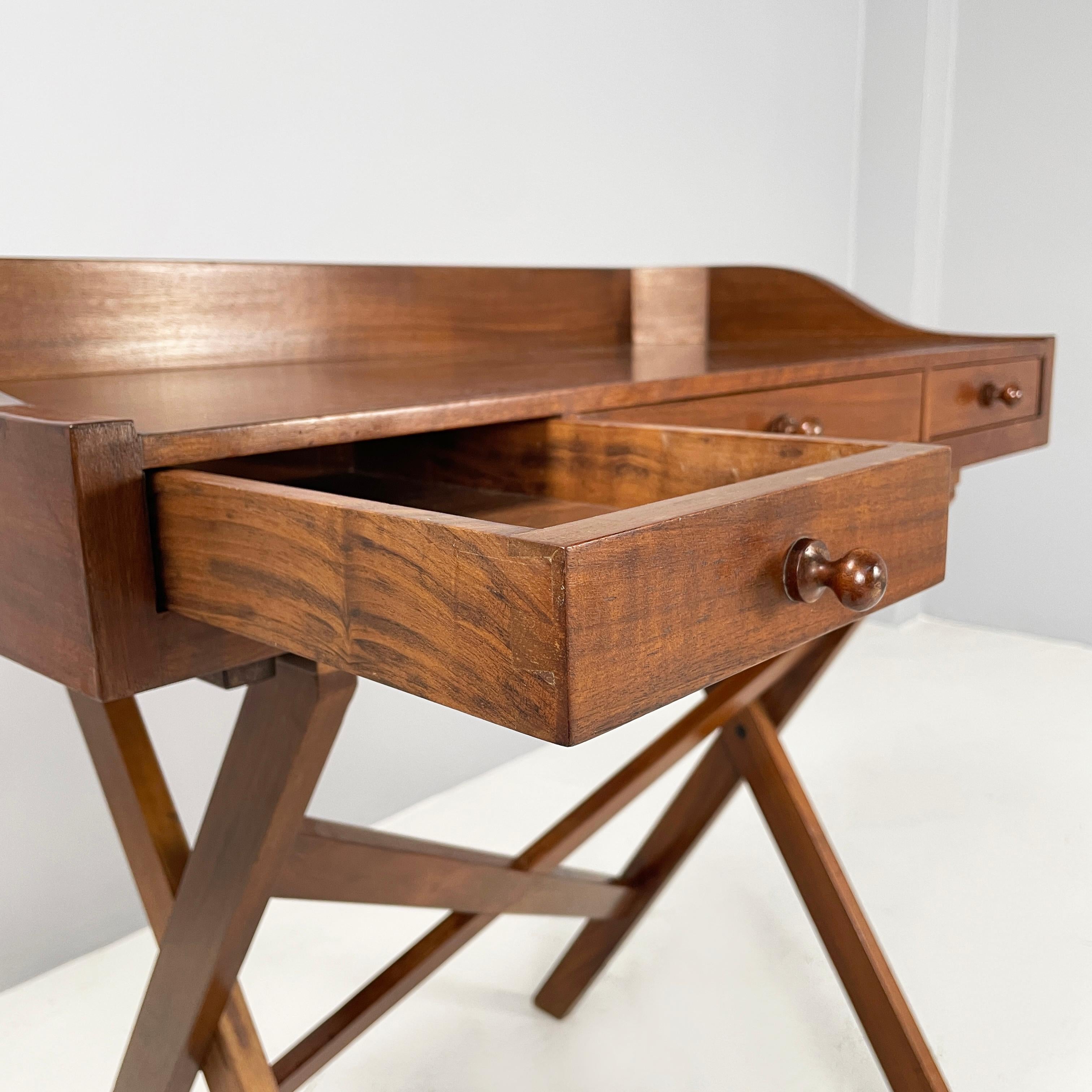 Italian mid-century modern Wooden desk with drawers and retractable shelf, 1960s 6