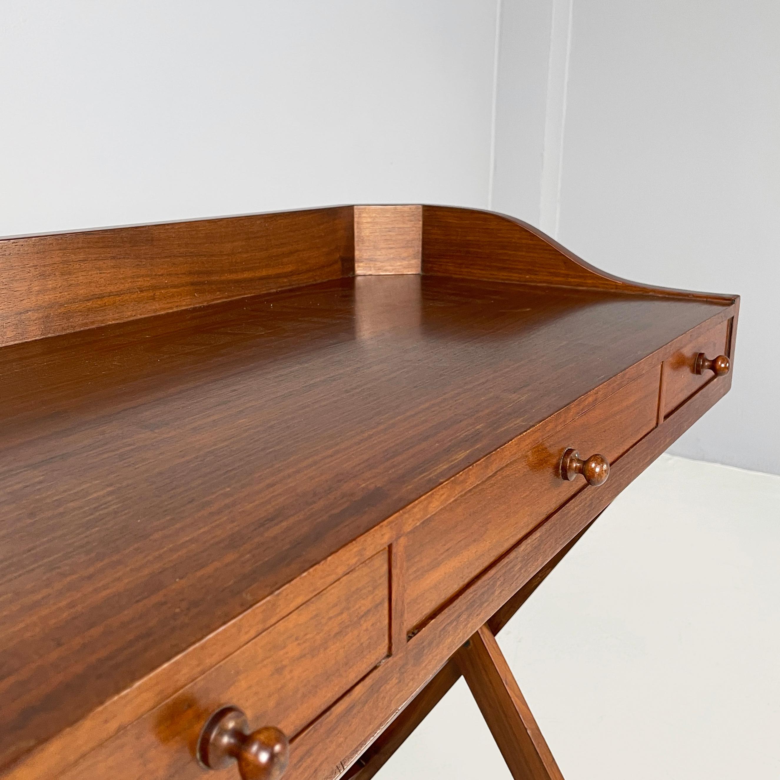 Italian mid-century modern Wooden desk with drawers and retractable shelf, 1960s 9