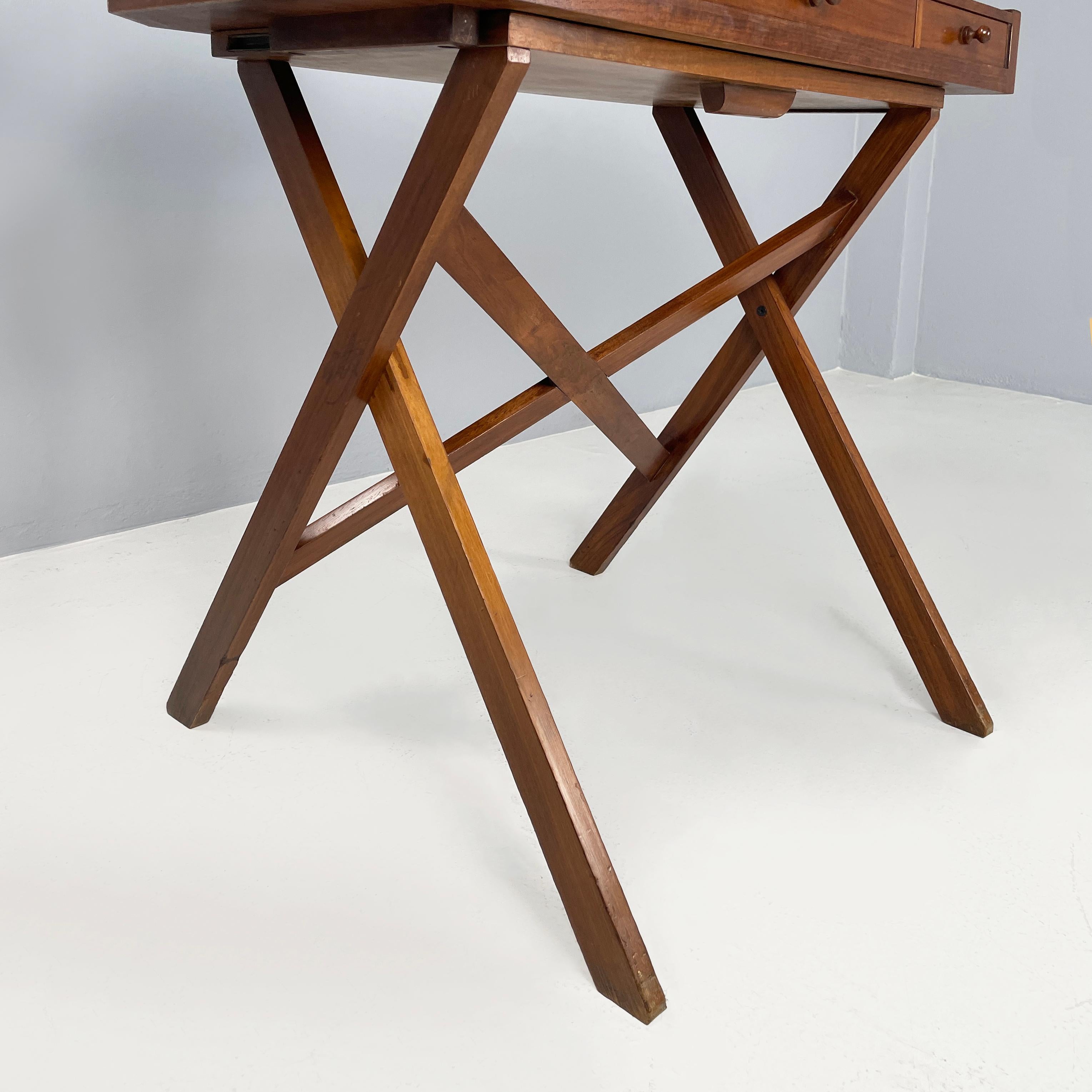 Italian mid-century modern Wooden desk with drawers and retractable shelf, 1960s 13