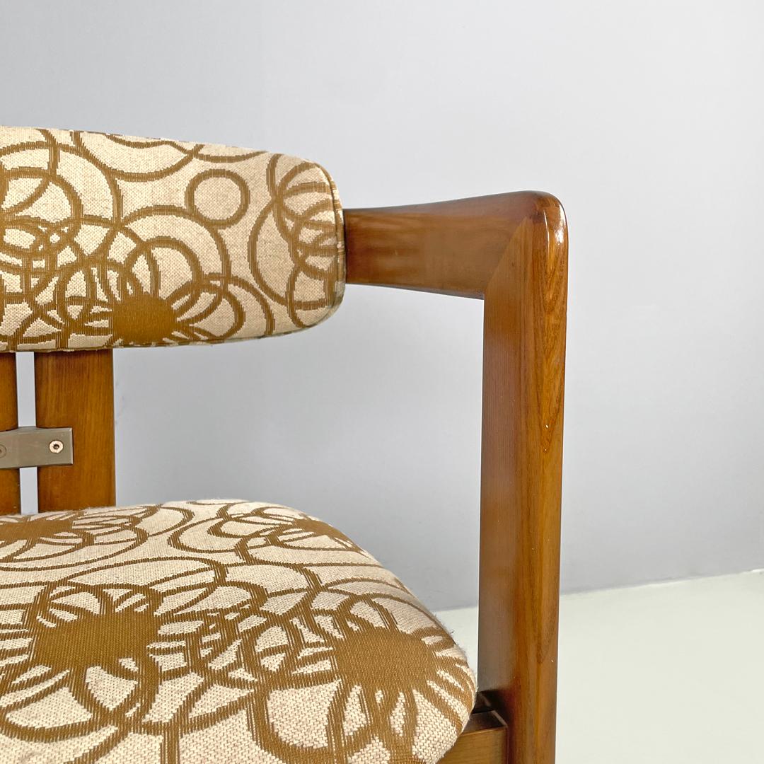 Italian mid-century modern wooden fabric chair Pamplona by Savini for Pozzi 1965 For Sale 4