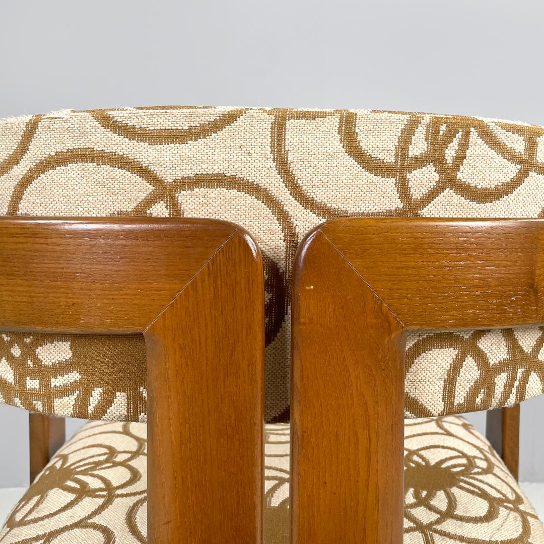 Italian mid-century modern wooden fabric chair Pamplona by Savini for Pozzi 1965 For Sale 11