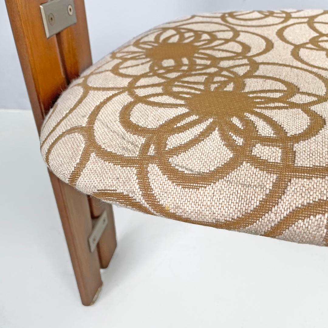 Italian mid-century modern wooden fabric chair Pamplona by Savini for Pozzi 1965 For Sale 12