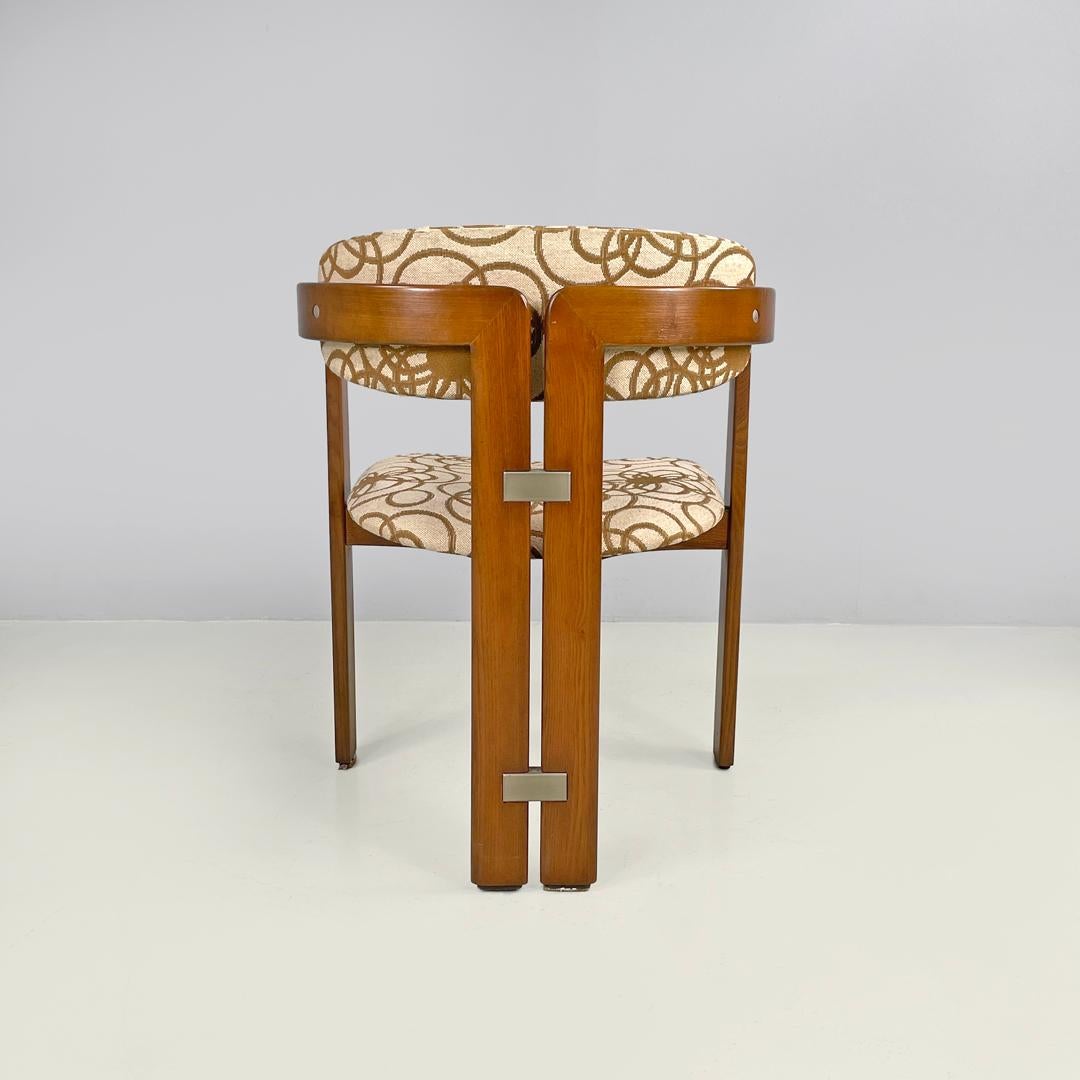 Mid-20th Century Italian mid-century modern wooden fabric chair Pamplona by Savini for Pozzi 1965 For Sale