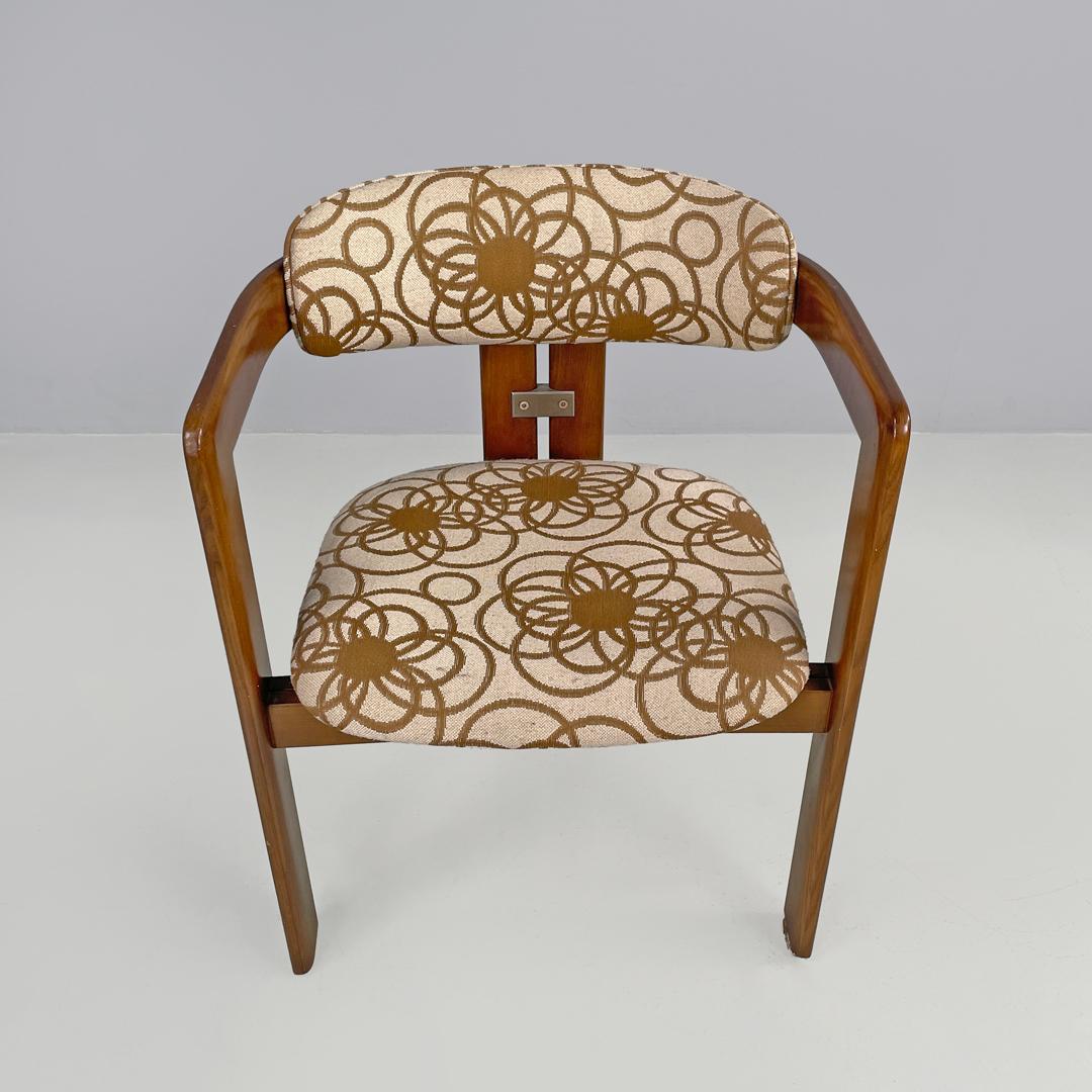 Fabric Italian mid-century modern wooden fabric chair Pamplona by Savini for Pozzi 1965 For Sale