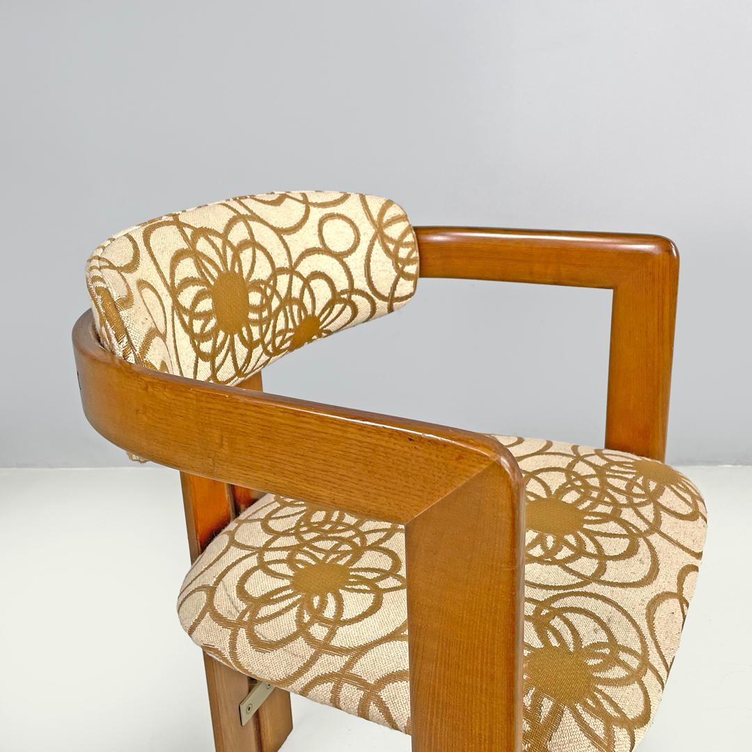 Italian mid-century modern wooden fabric chair Pamplona by Savini for Pozzi 1965 For Sale 2