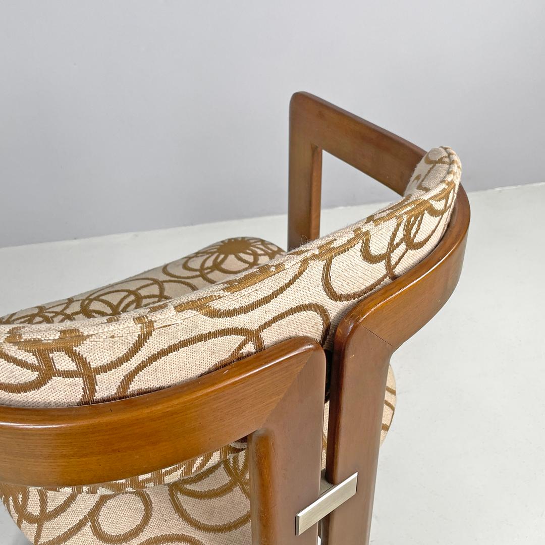 Italian mid-century modern wooden fabric chair Pamplona by Savini for Pozzi 1965 For Sale 3